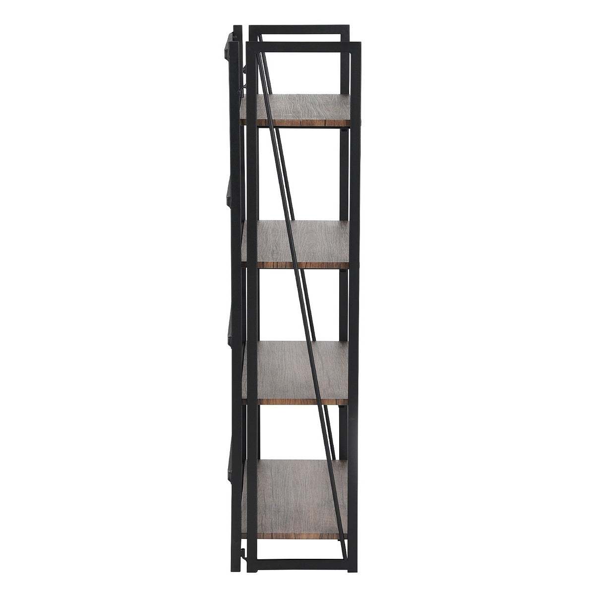 Folding Bookcase 4 Shelves Bookshelf Storage Organizer Backer