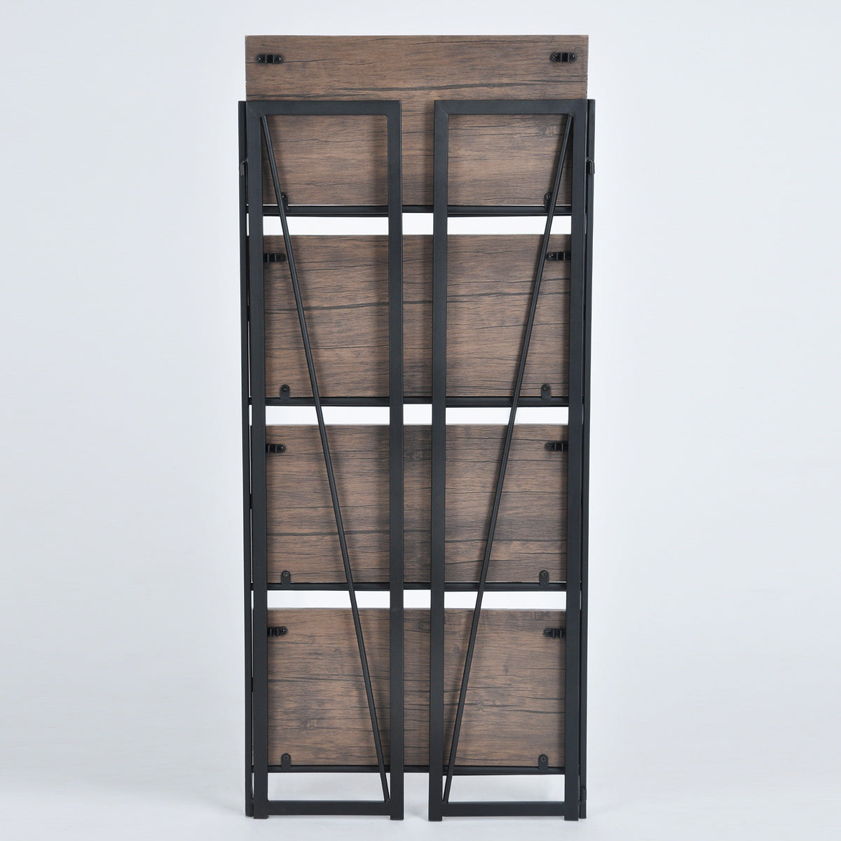 Folding Bookcase 4 Shelves Bookshelf Storage Organizer Backer