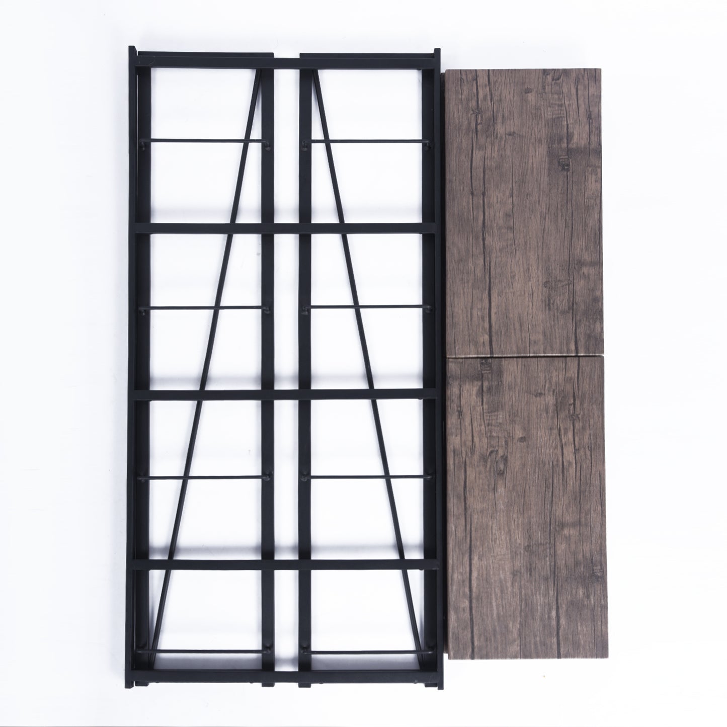 Folding Bookcase 4 Shelves Bookshelf Storage Organizer Backer