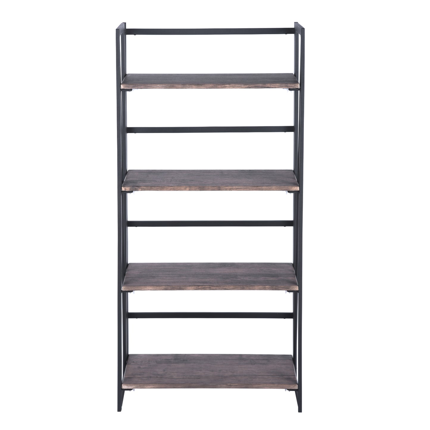 Folding Bookcase 4 Shelves Bookshelf Storage Organizer Backer