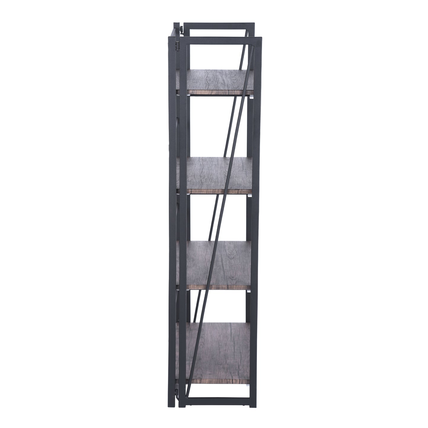 Folding Bookcase 4 Shelves Bookshelf Storage Organizer Backer