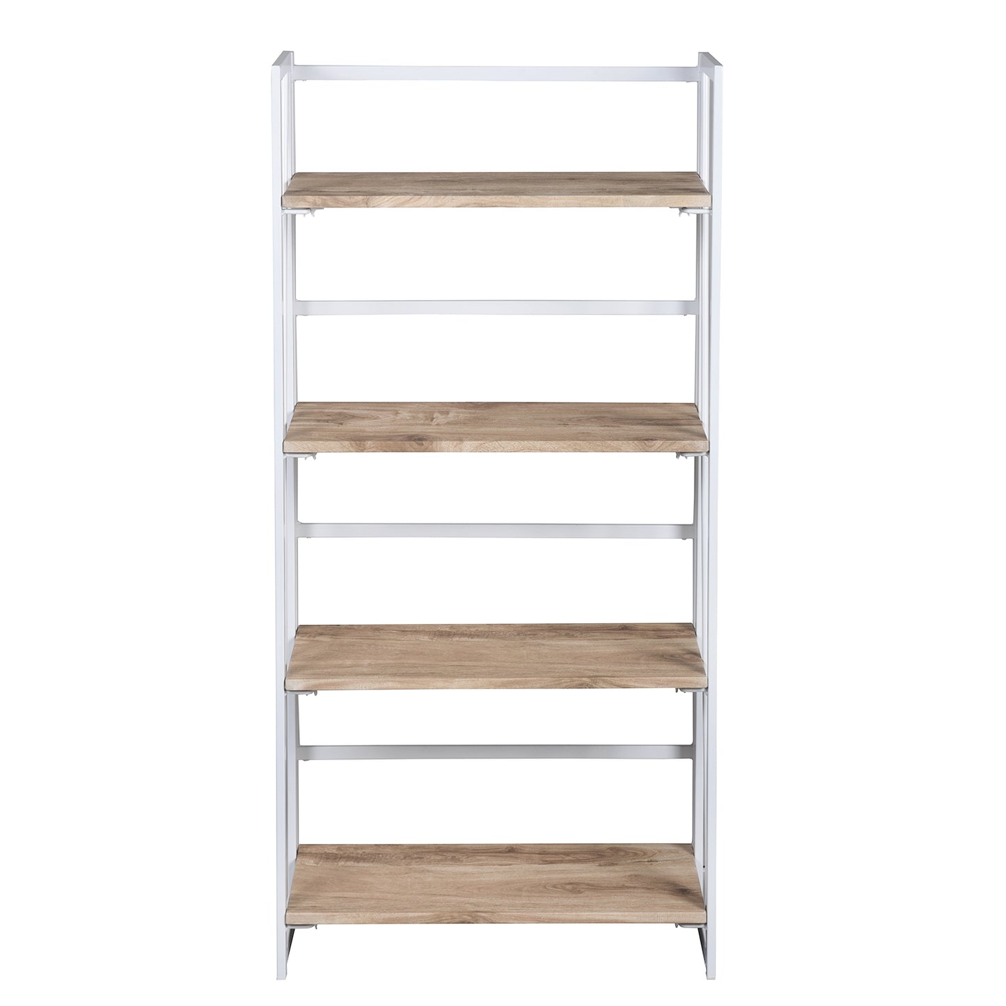 Folding Bookcase 4 Shelves Bookshelf Storage Organizer Backer