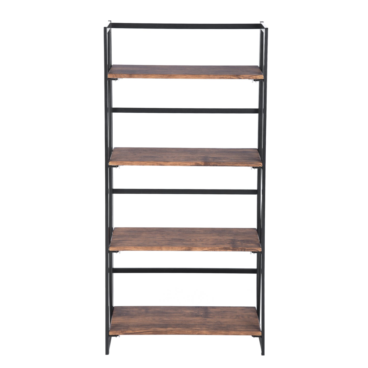 Folding Bookcase 4 Shelves Bookshelf Storage Organizer Backer