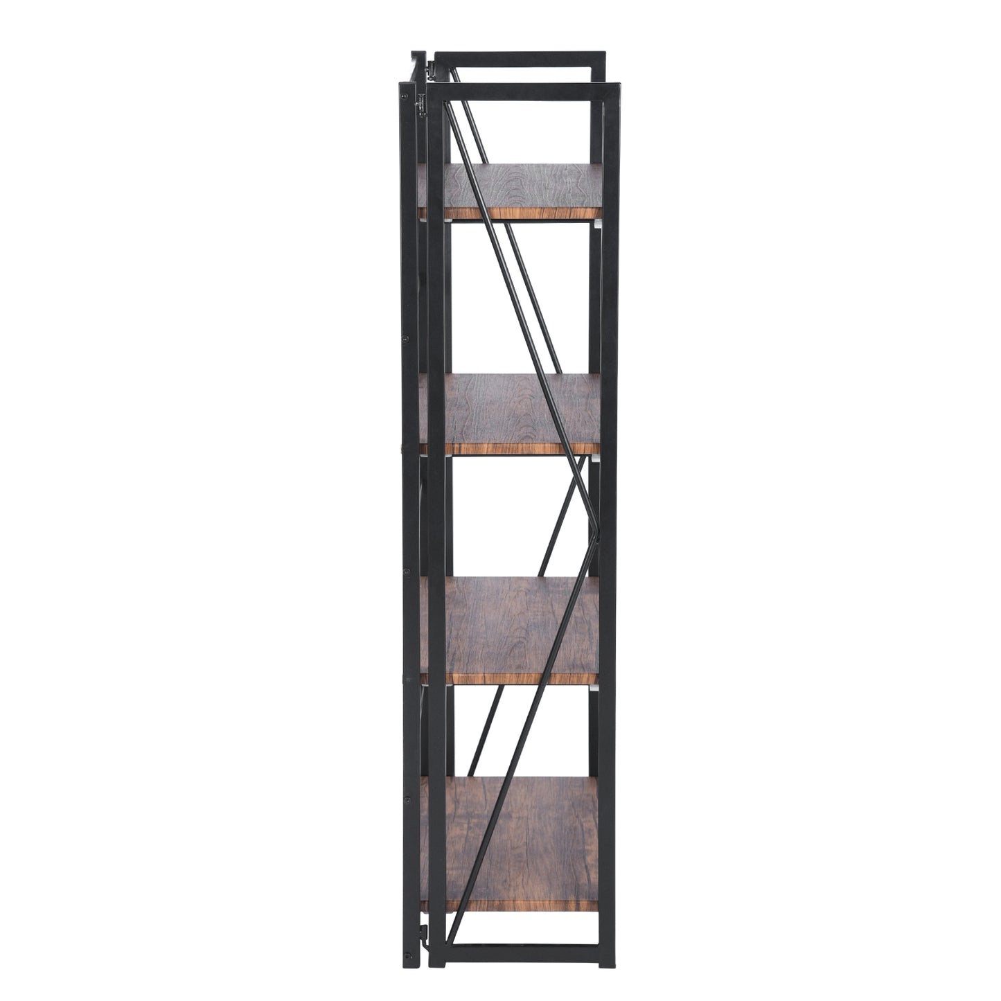 Folding Bookcase 4 Shelves Bookshelf Storage Organizer Backer