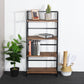 Folding Bookcase 4 Shelves Bookshelf Storage Organizer Backer