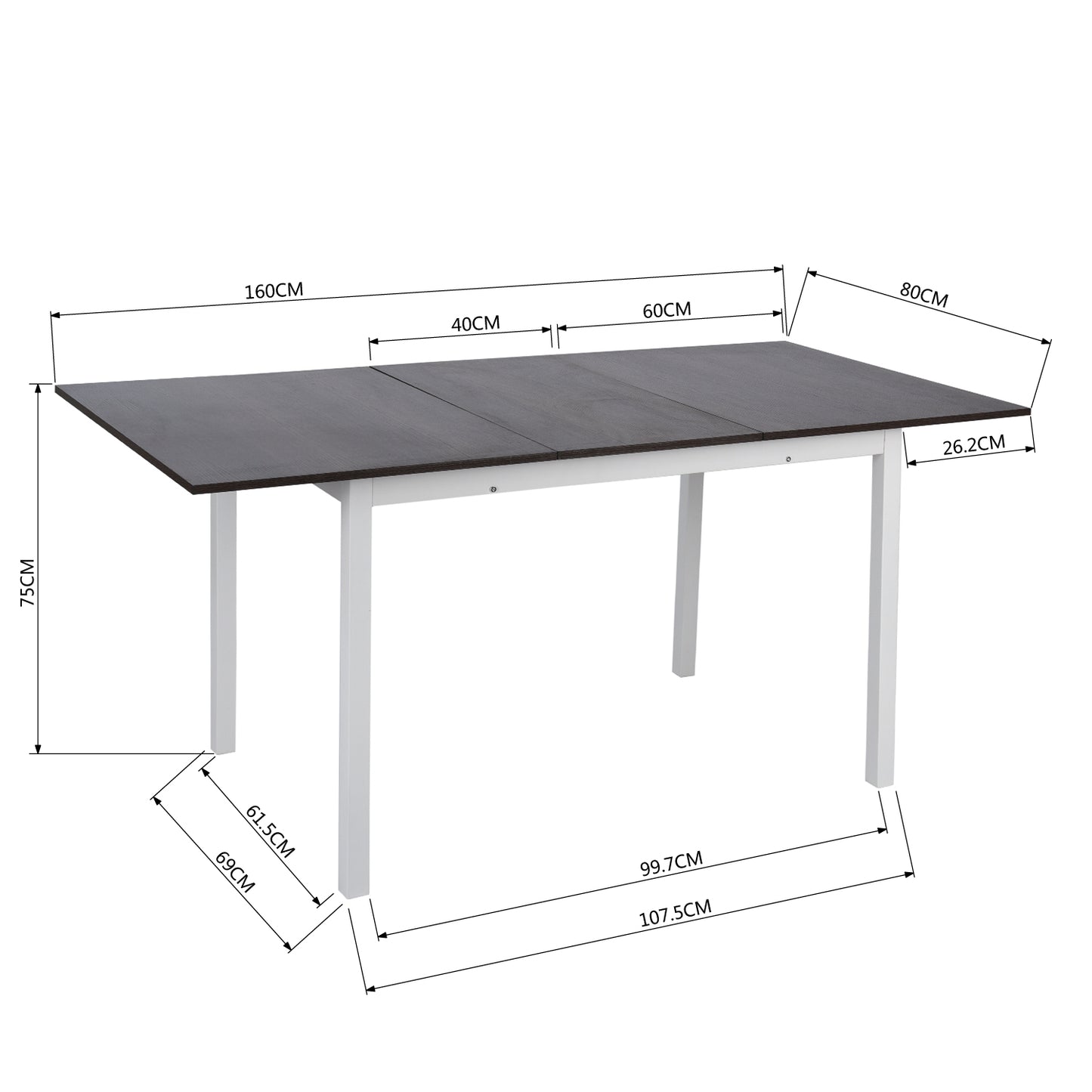 Extendable Dining Table Rectangular  Bari