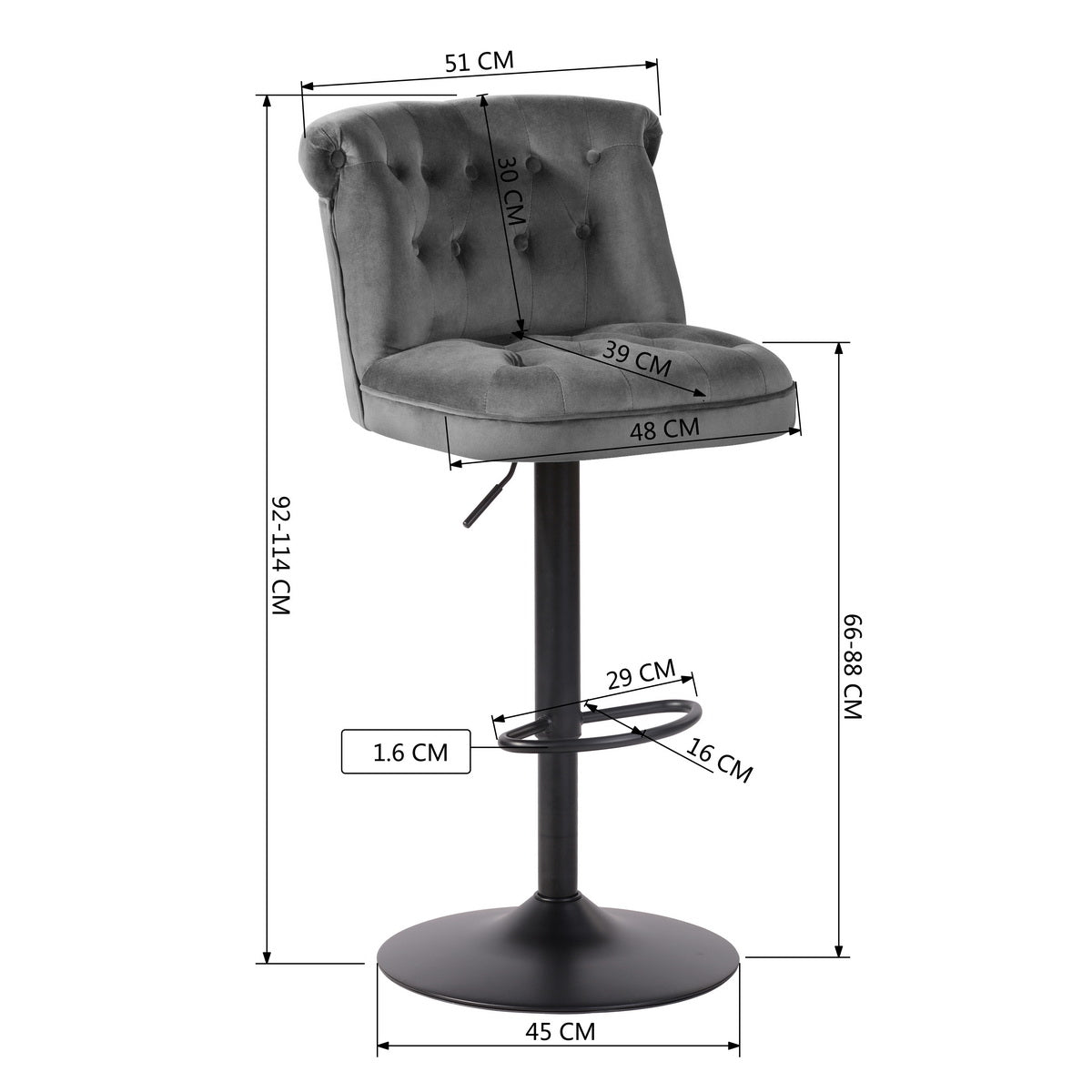 Barstools PU Upholstered Swivel Height Ajustable Bar Stools Baze