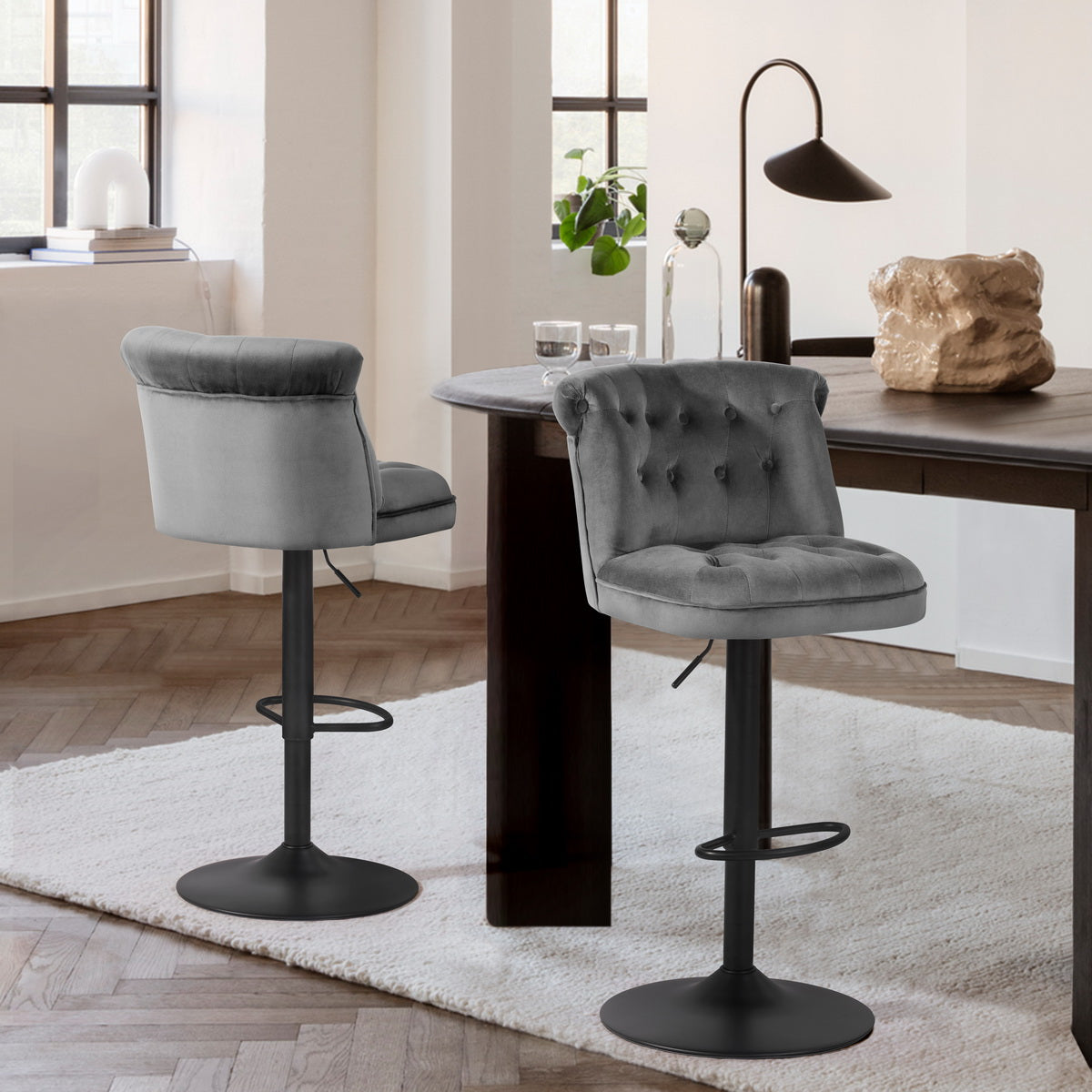 Barstools PU Upholstered Swivel Height Ajustable Bar Stools Baze