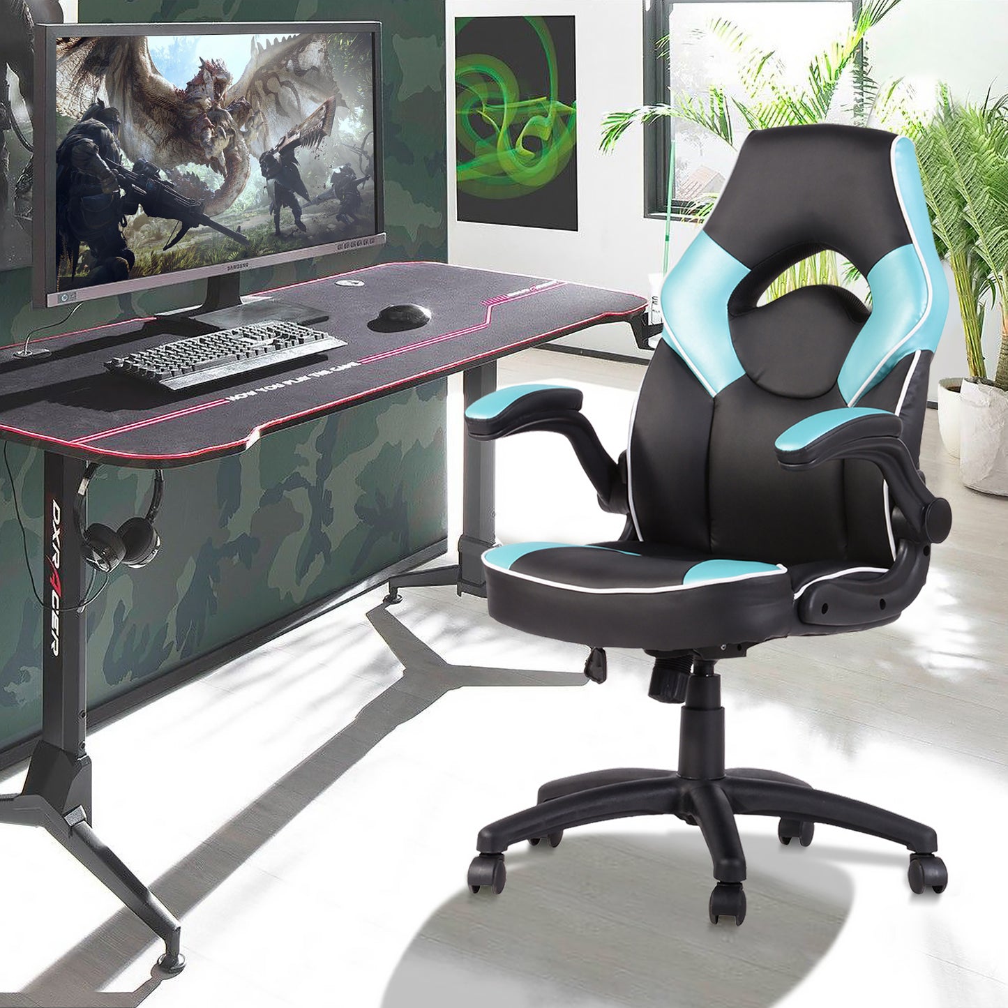 Gaming Chair Racing Office Chair Recliner Swivel Seat Height and Armrest Adjustable Benjamin