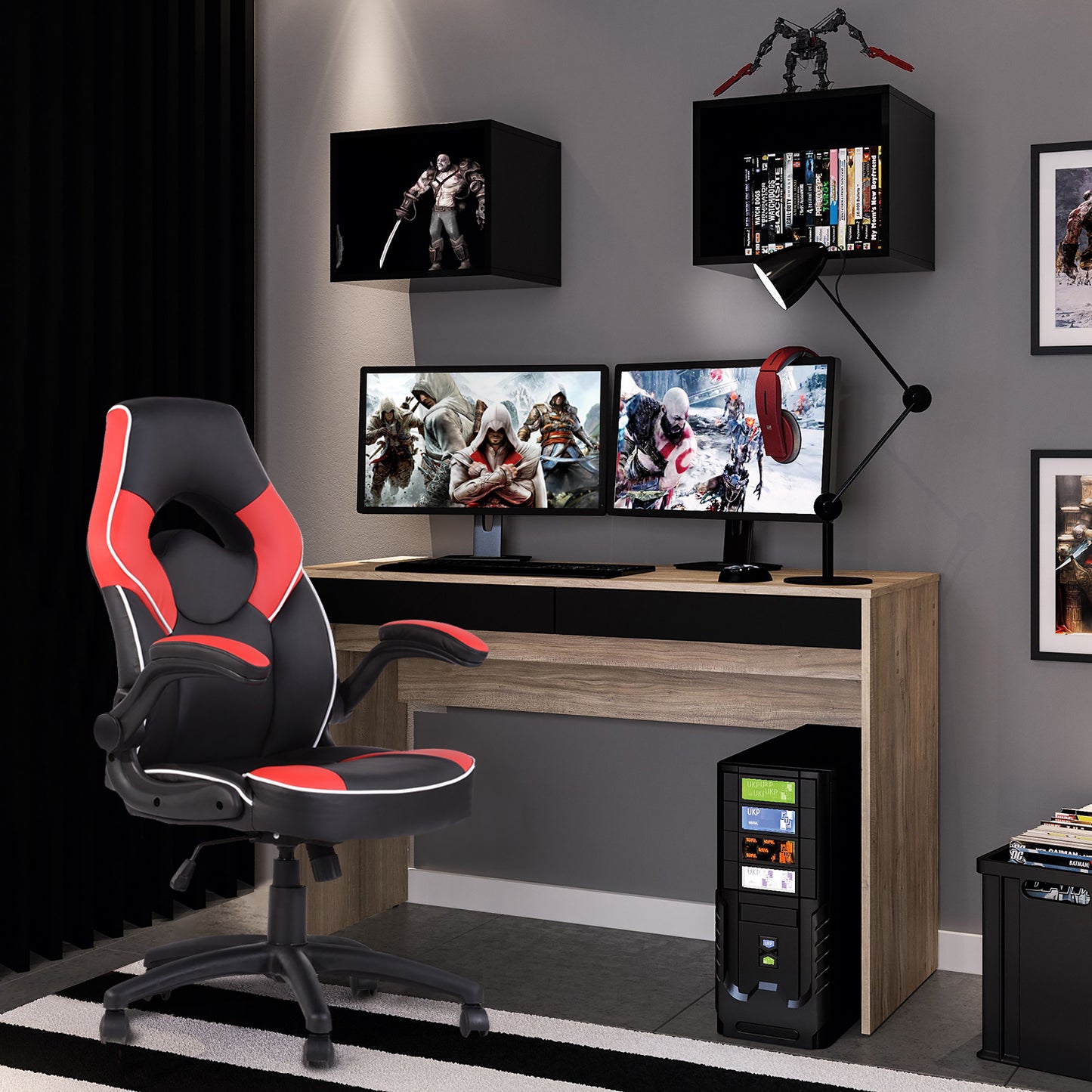 Gaming Chair Racing Office Chair Recliner Swivel Seat Height and Armrest Adjustable Benjamin