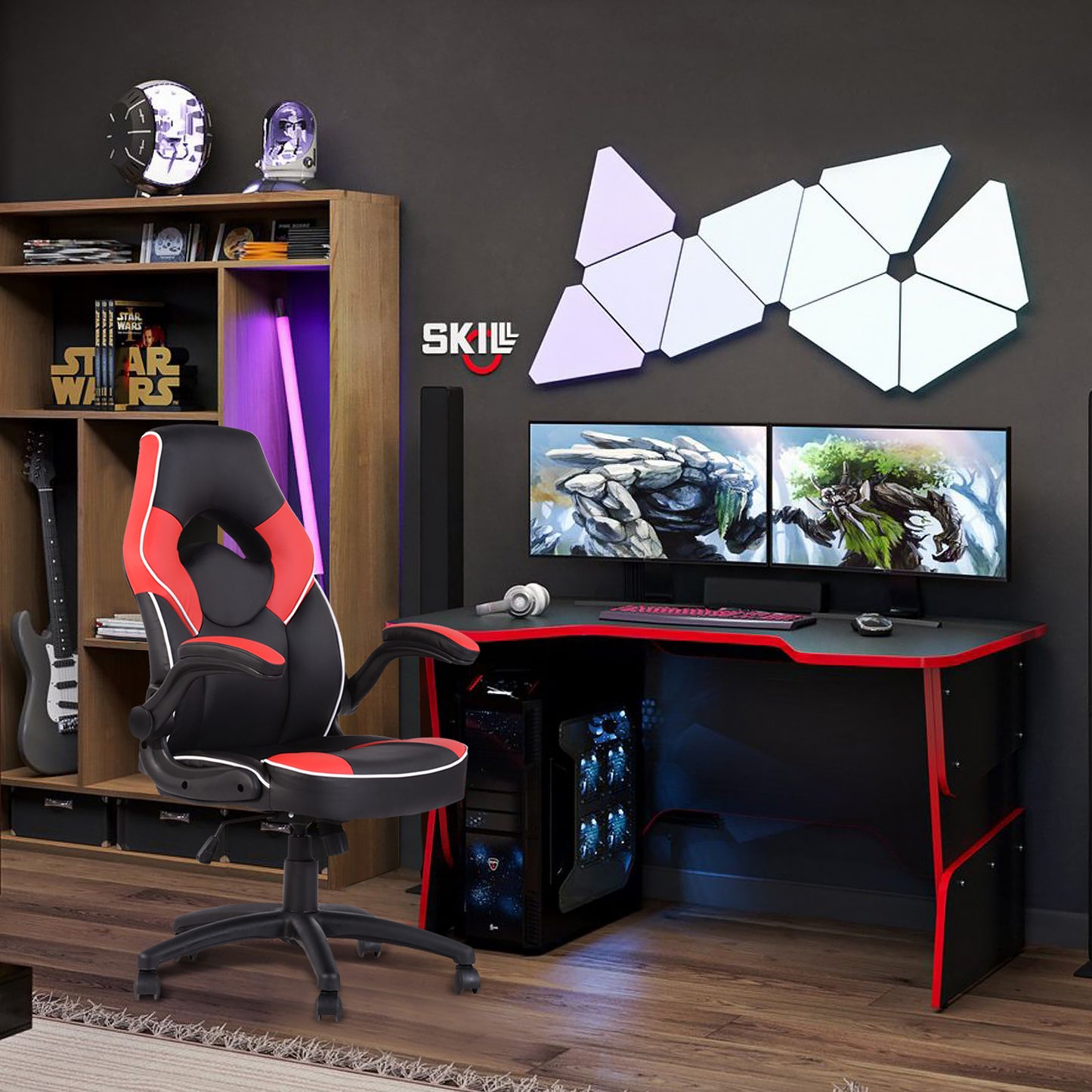 Gaming Chair Racing Office Chair Recliner Swivel Seat Height and Armrest Adjustable Benjamin