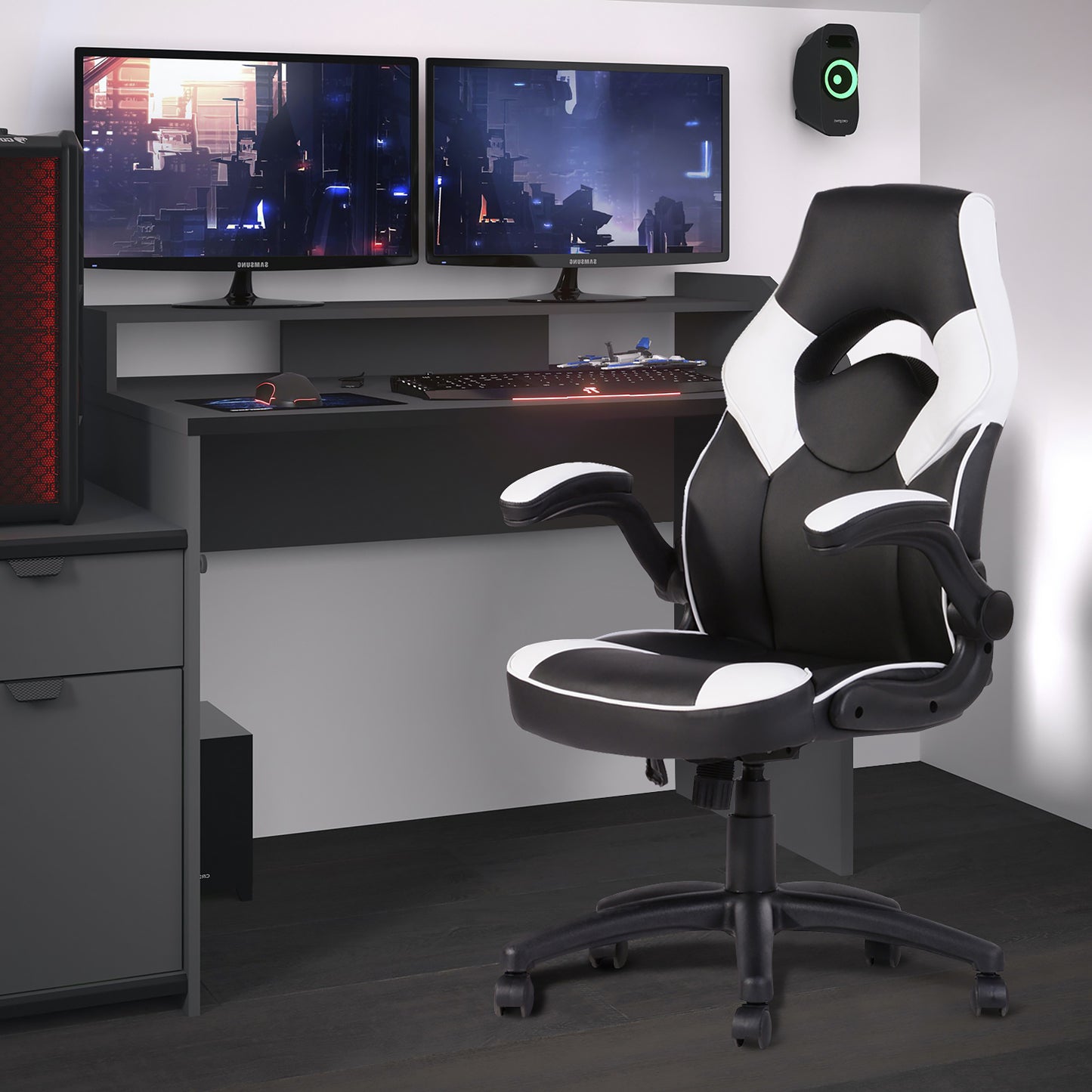 Gaming Chair Racing Office Chair Recliner Swivel Seat Height and Armrest Adjustable Benjamin