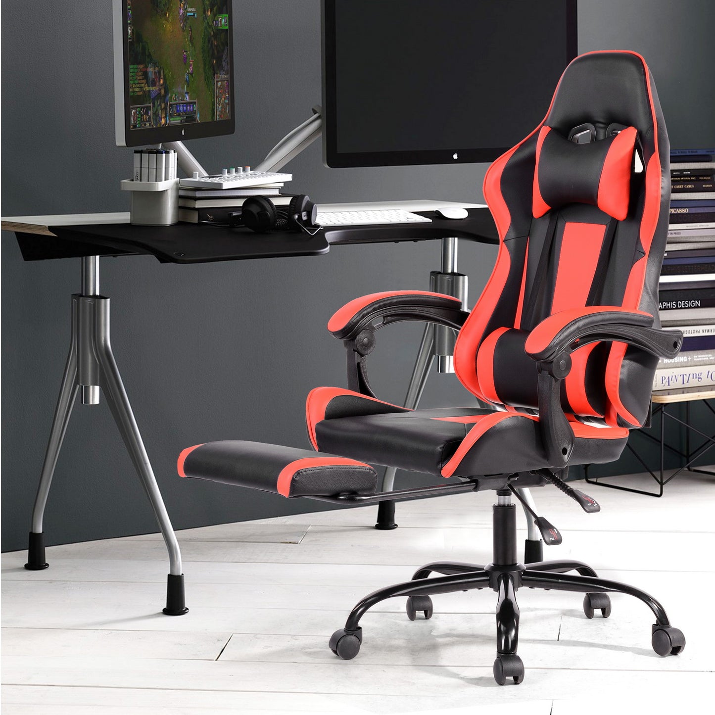 Gaming Chair Racing Office Chair Recliner Swivel Rocker with Headrest and Lumbar Pillow Blythewood
