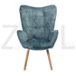 Velvet Accent Chair Modern Tufted Button Wingback Wooden Legs Bogdan