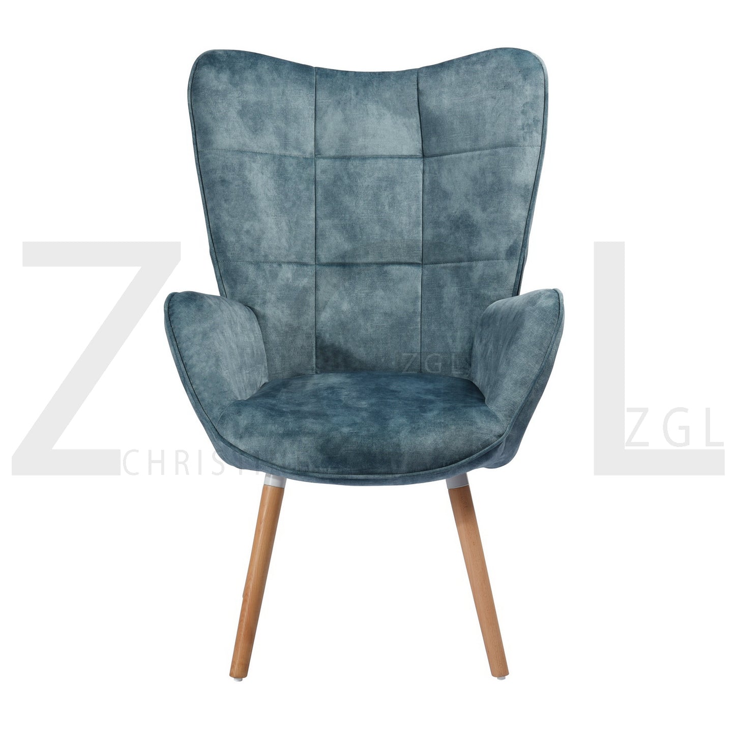 Velvet Accent Chair Modern Tufted Button Wingback Wooden Legs Bogdan