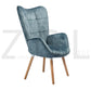 Velvet Accent Chair Modern Tufted Button Wingback Wooden Legs Bogdan