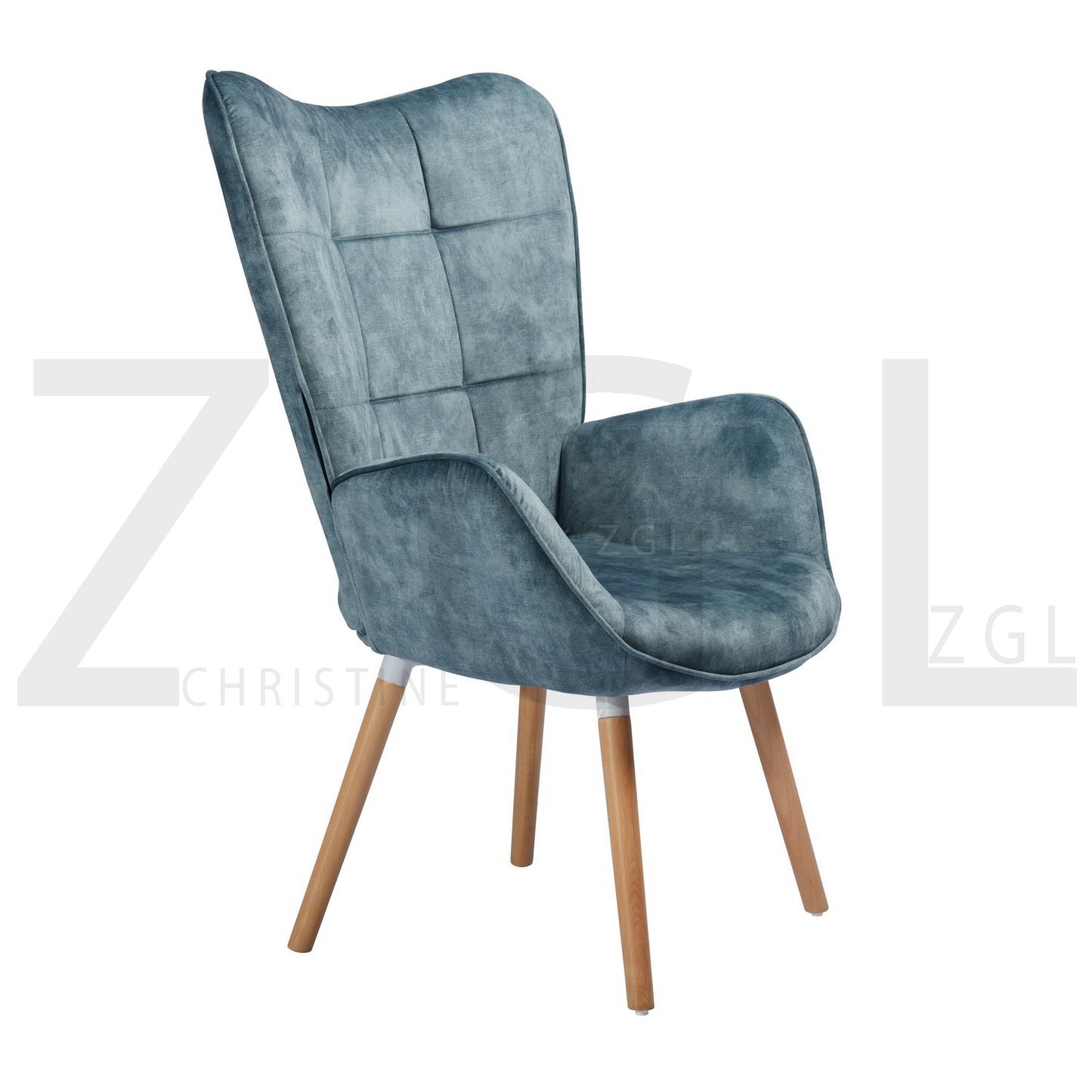 Velvet Accent Chair Modern Tufted Button Wingback Wooden Legs Bogdan