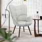 Fabric Accent Chair Modern Tufted Button Wingback Wooden Legs Bogdan