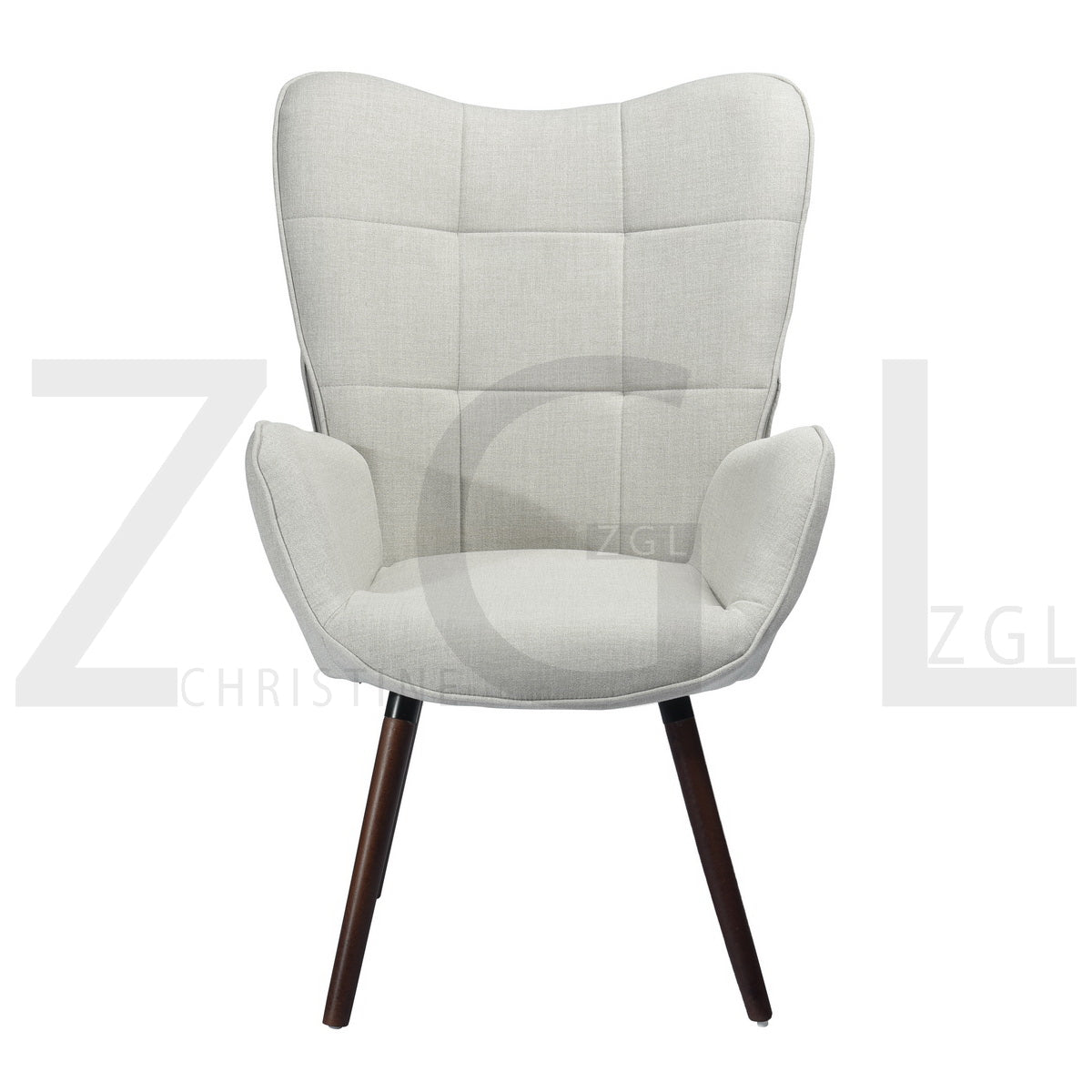 Fabric Accent Chair Modern Tufted Button Wingback Wooden Legs Bogdan