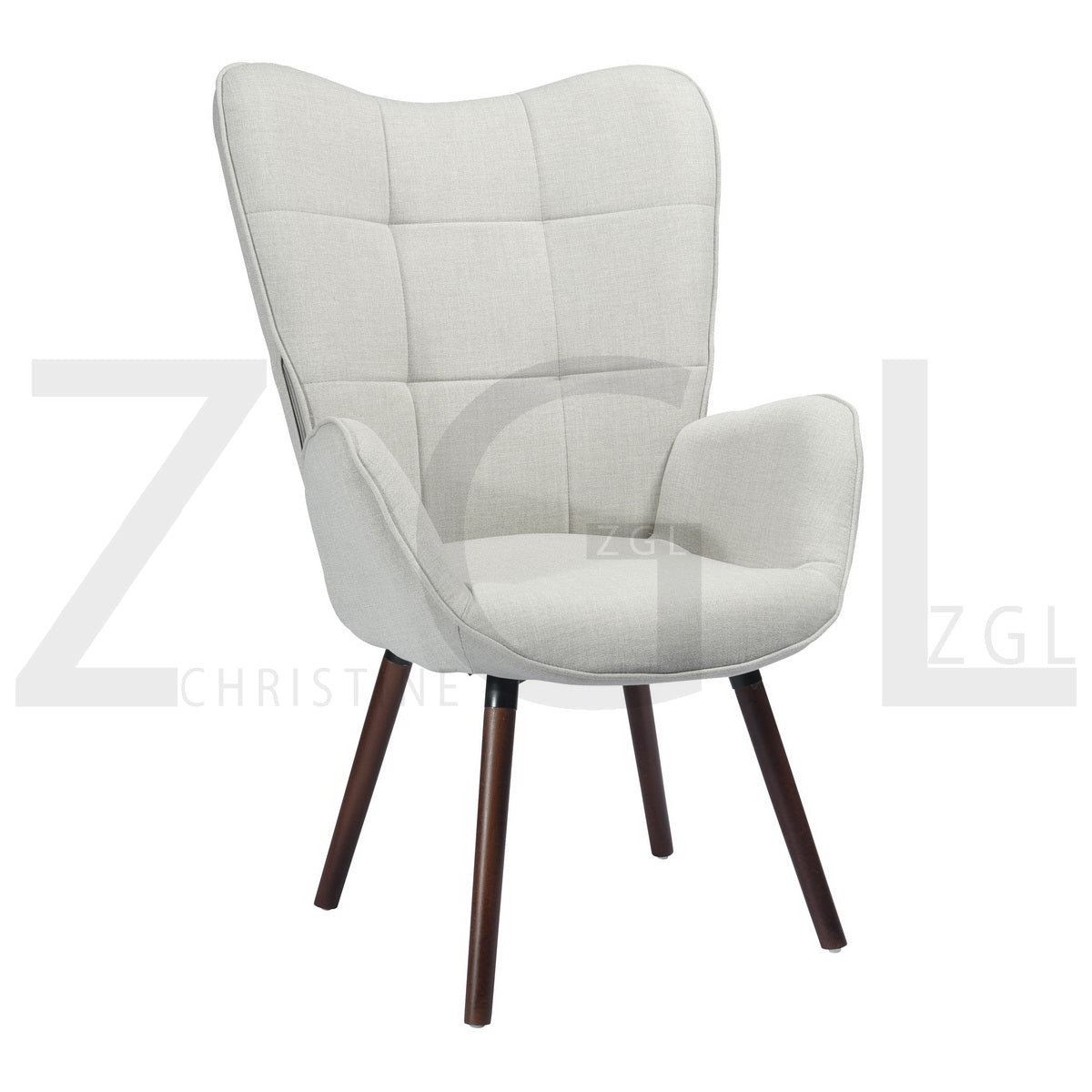 Fabric Accent Chair Modern Tufted Button Wingback Wooden Legs Bogdan