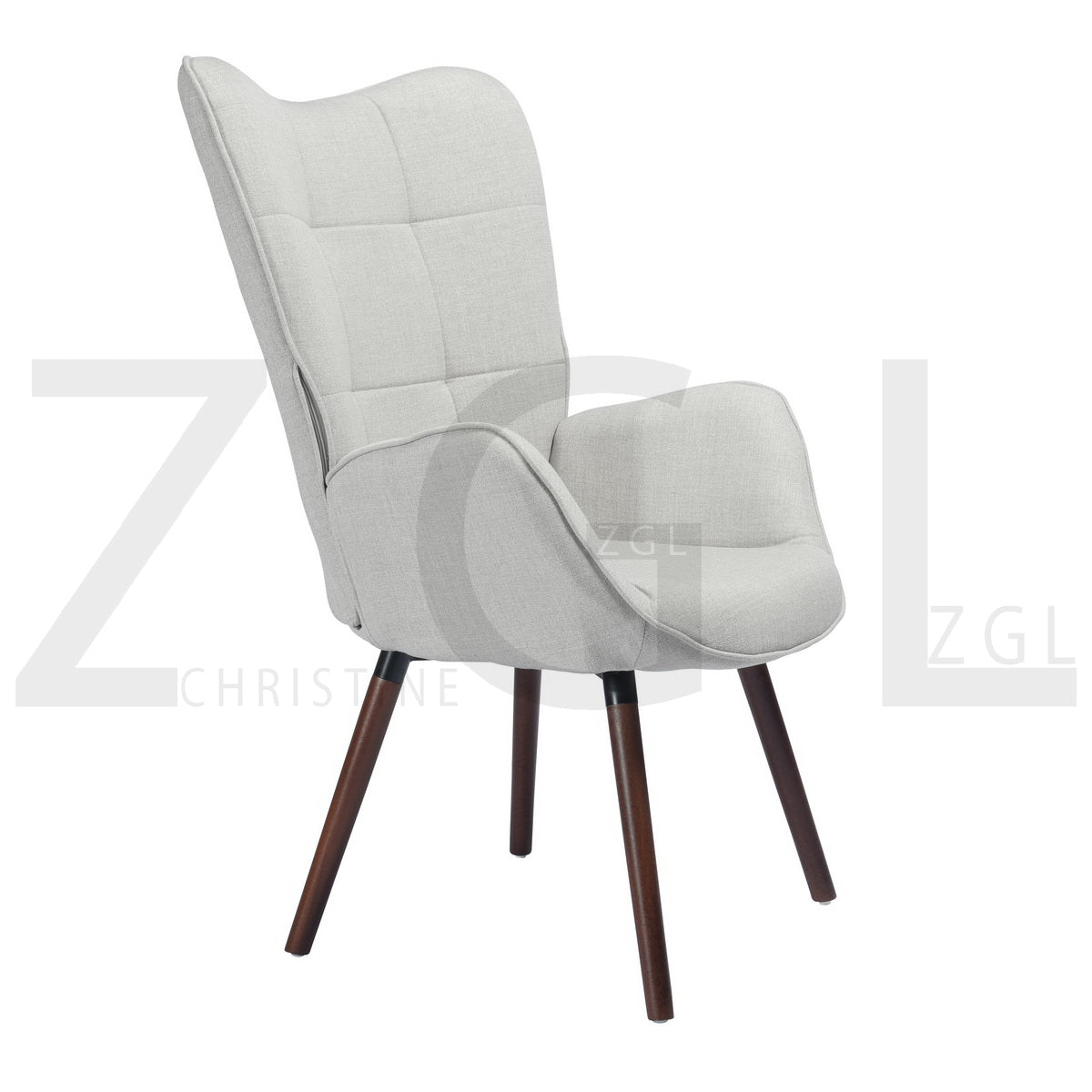 Fabric Accent Chair Modern Tufted Button Wingback Wooden Legs Bogdan