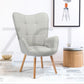 Fabric Accent Chair Modern Tufted Button Wingback Wooden Legs Bogdan