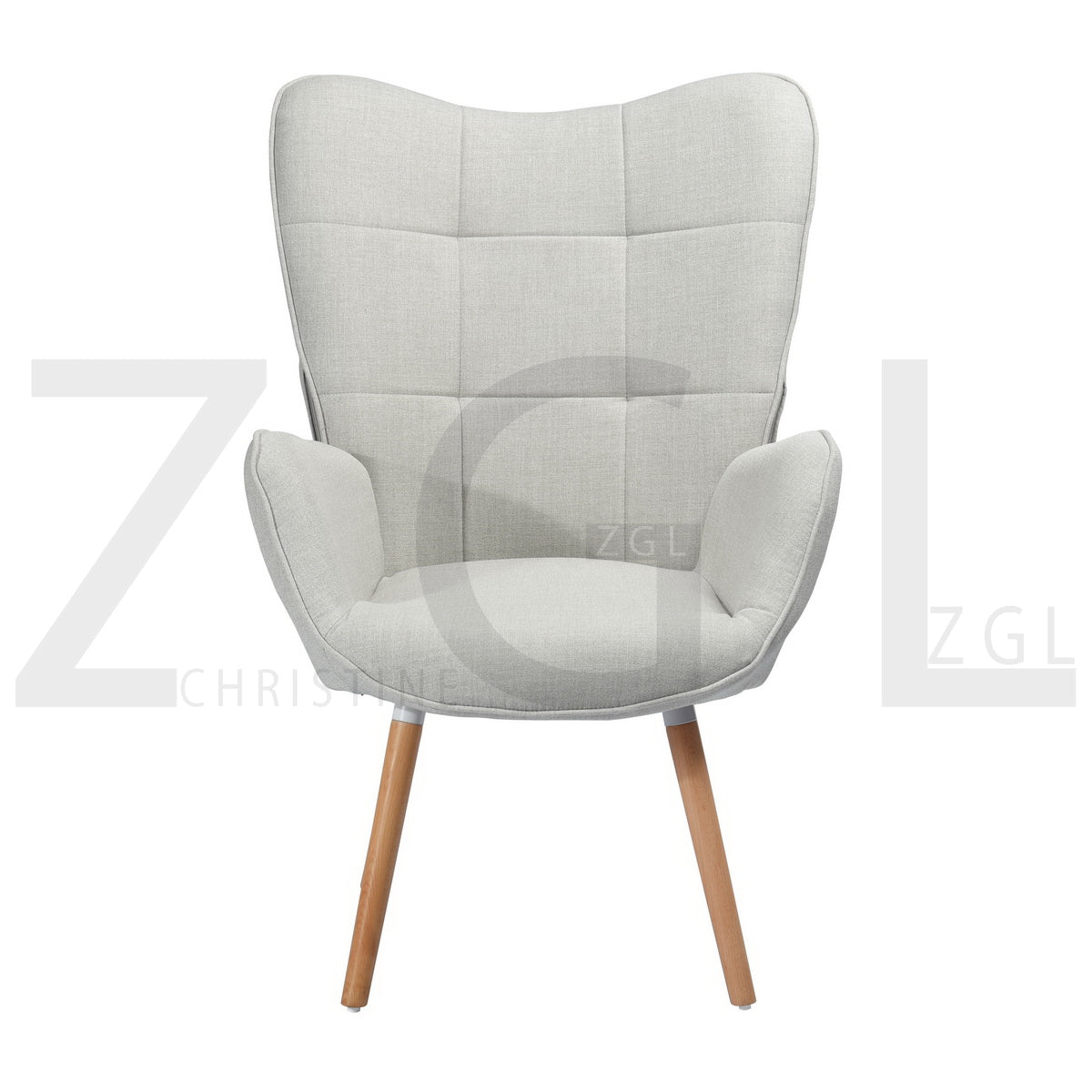 Fabric Accent Chair Modern Tufted Button Wingback Wooden Legs Bogdan