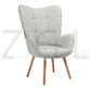 Fabric Accent Chair Modern Tufted Button Wingback Wooden Legs Bogdan