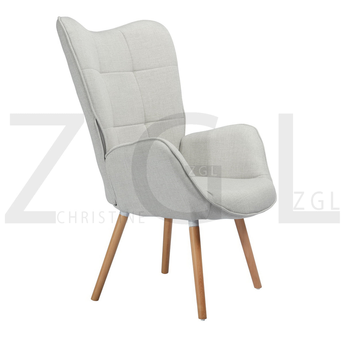 Fabric Accent Chair Modern Tufted Button Wingback Wooden Legs Bogdan