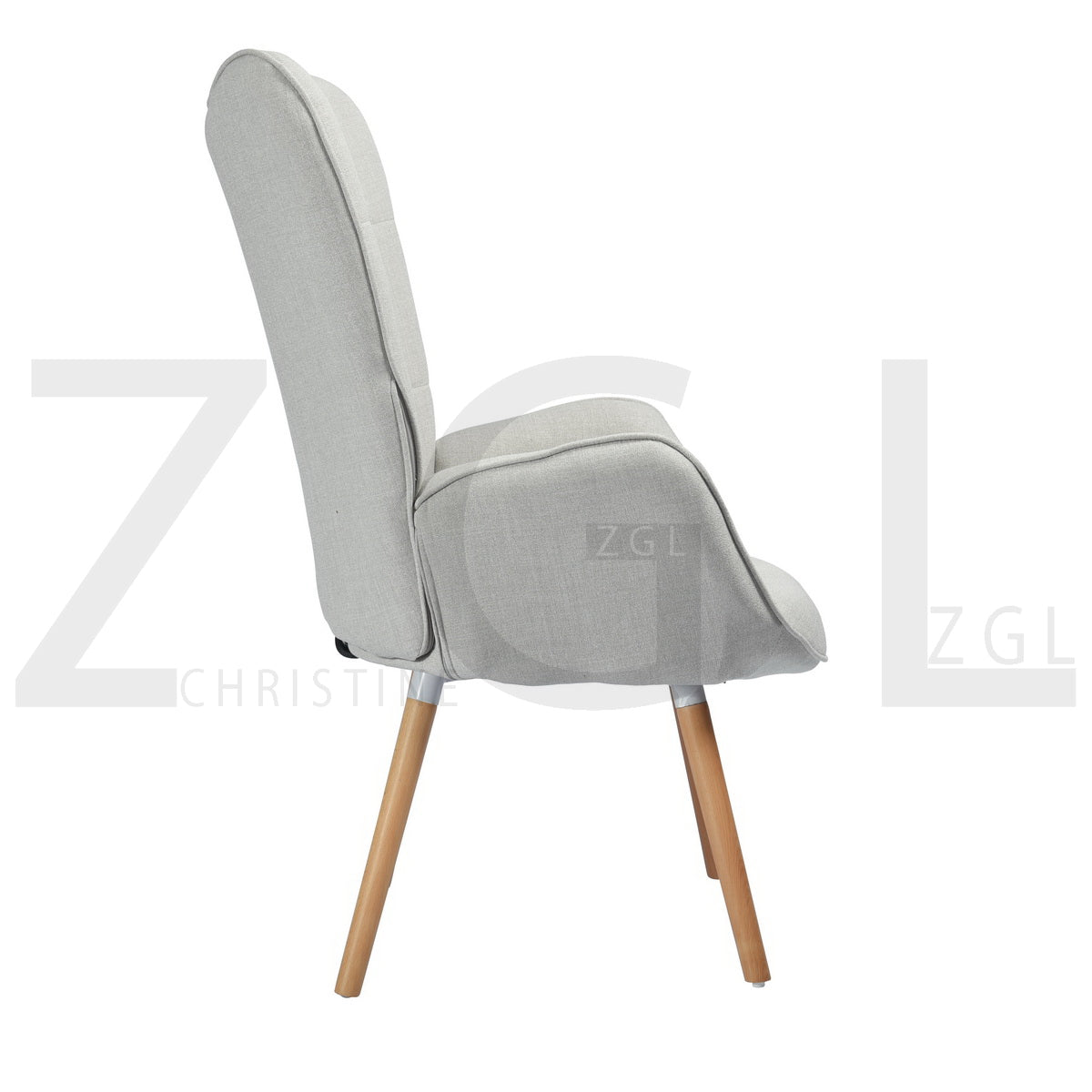 Fabric Accent Chair Modern Tufted Button Wingback Wooden Legs Bogdan