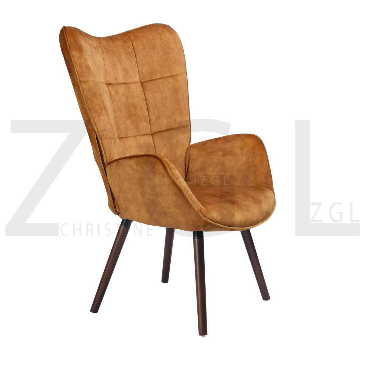 Fabric Accent Chair Modern Tufted Button Wingback Wooden Legs Bogdan