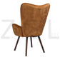 Fabric Accent Chair Modern Tufted Button Wingback Wooden Legs Bogdan