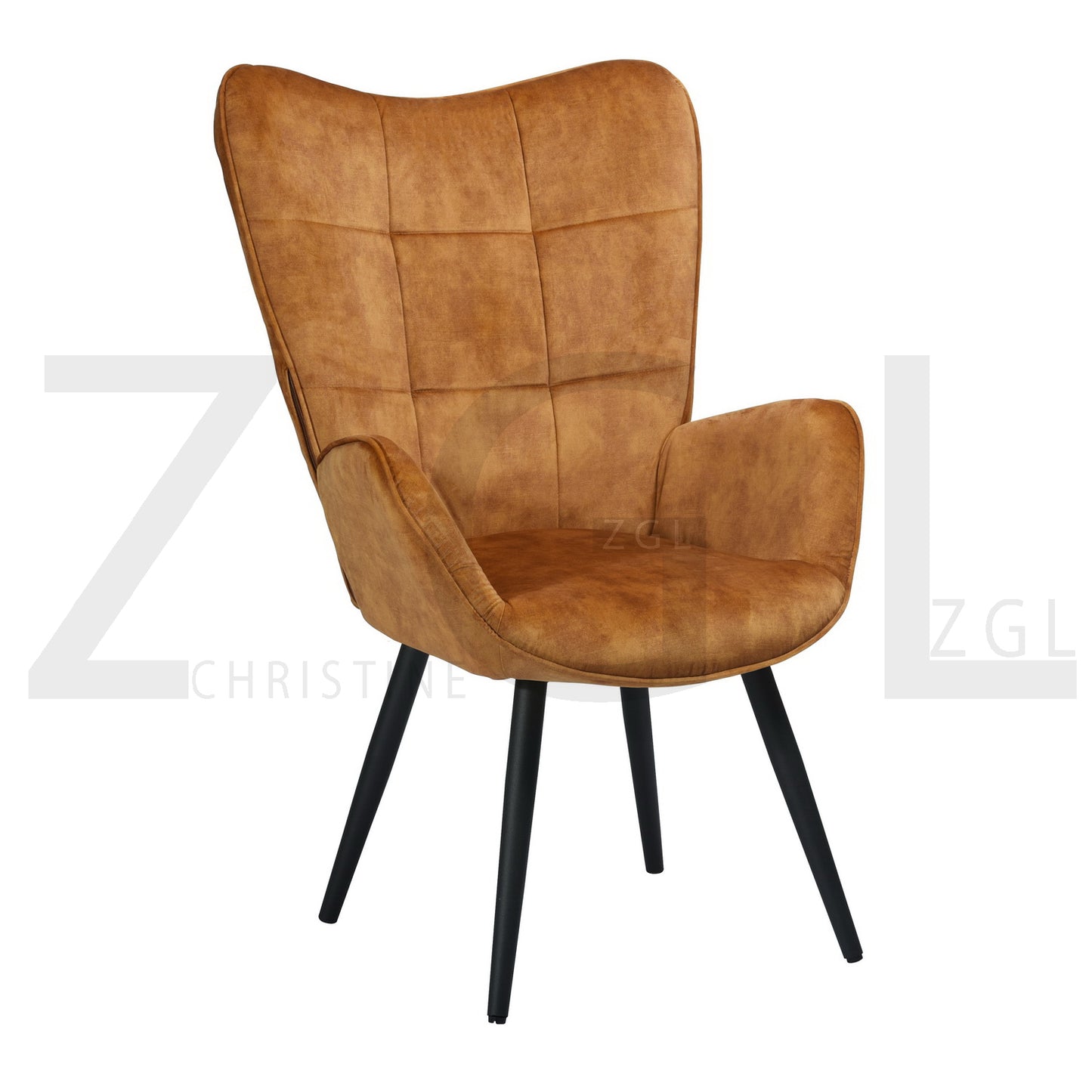 Fabric Accent Chair Modern Tufted Button Wingback Wooden Legs Bogdan