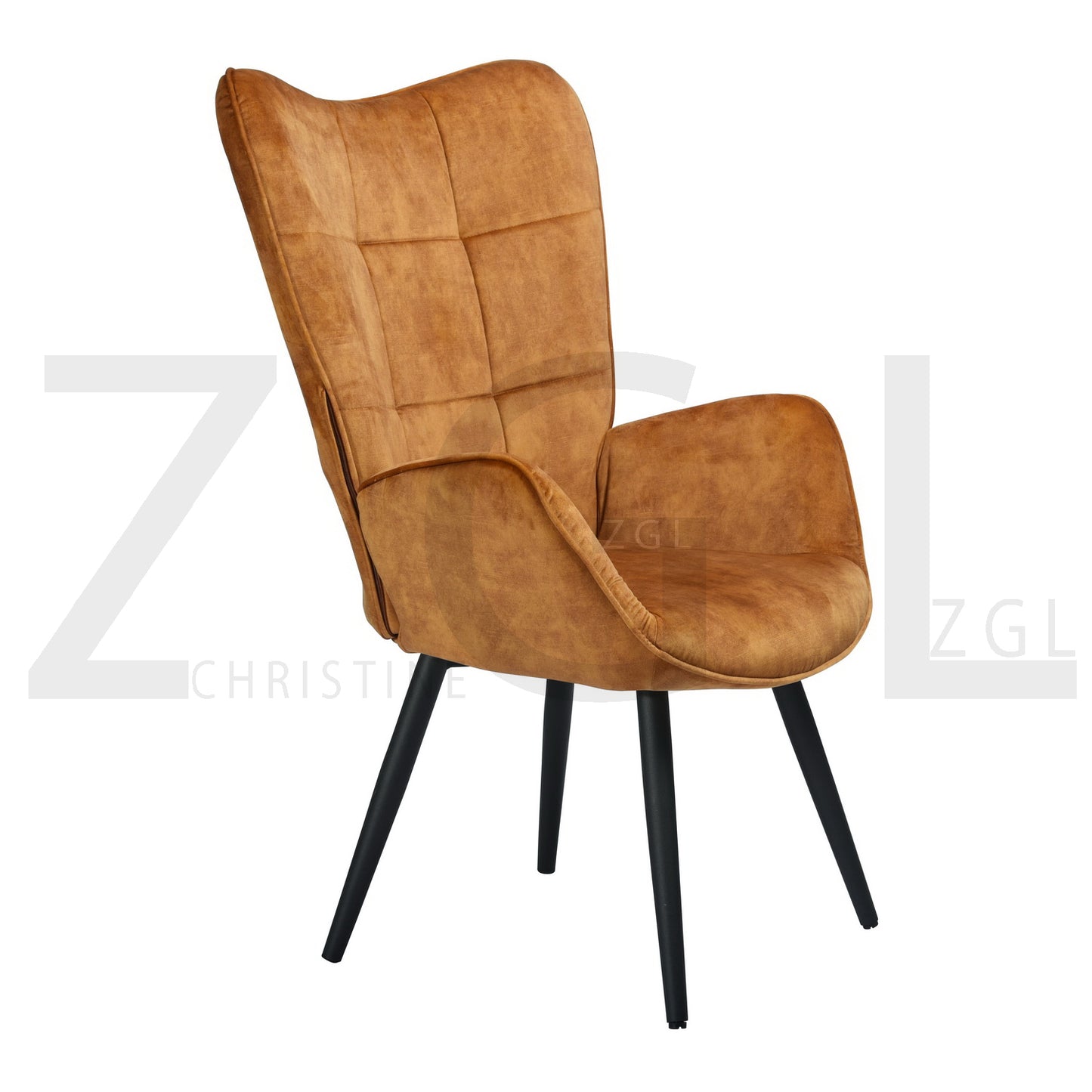 Fabric Accent Chair Modern Tufted Button Wingback Wooden Legs Bogdan