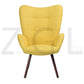 Fabric Accent Chair Modern Tufted Button Wingback Wooden Legs Bogdan