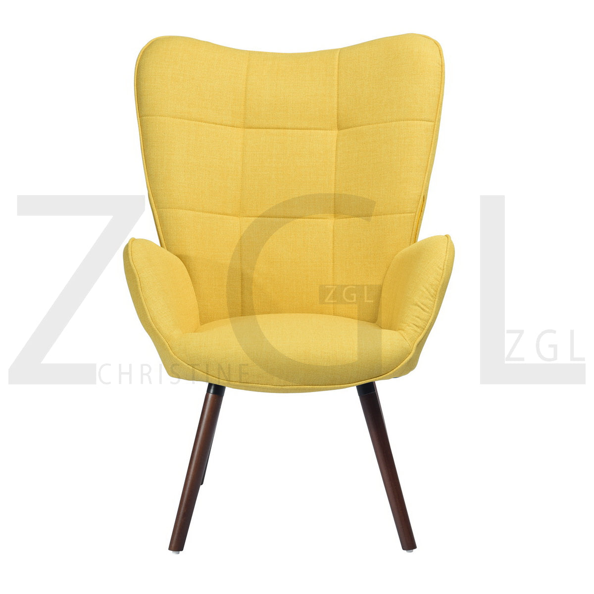 Fabric Accent Chair Modern Tufted Button Wingback Wooden Legs Bogdan