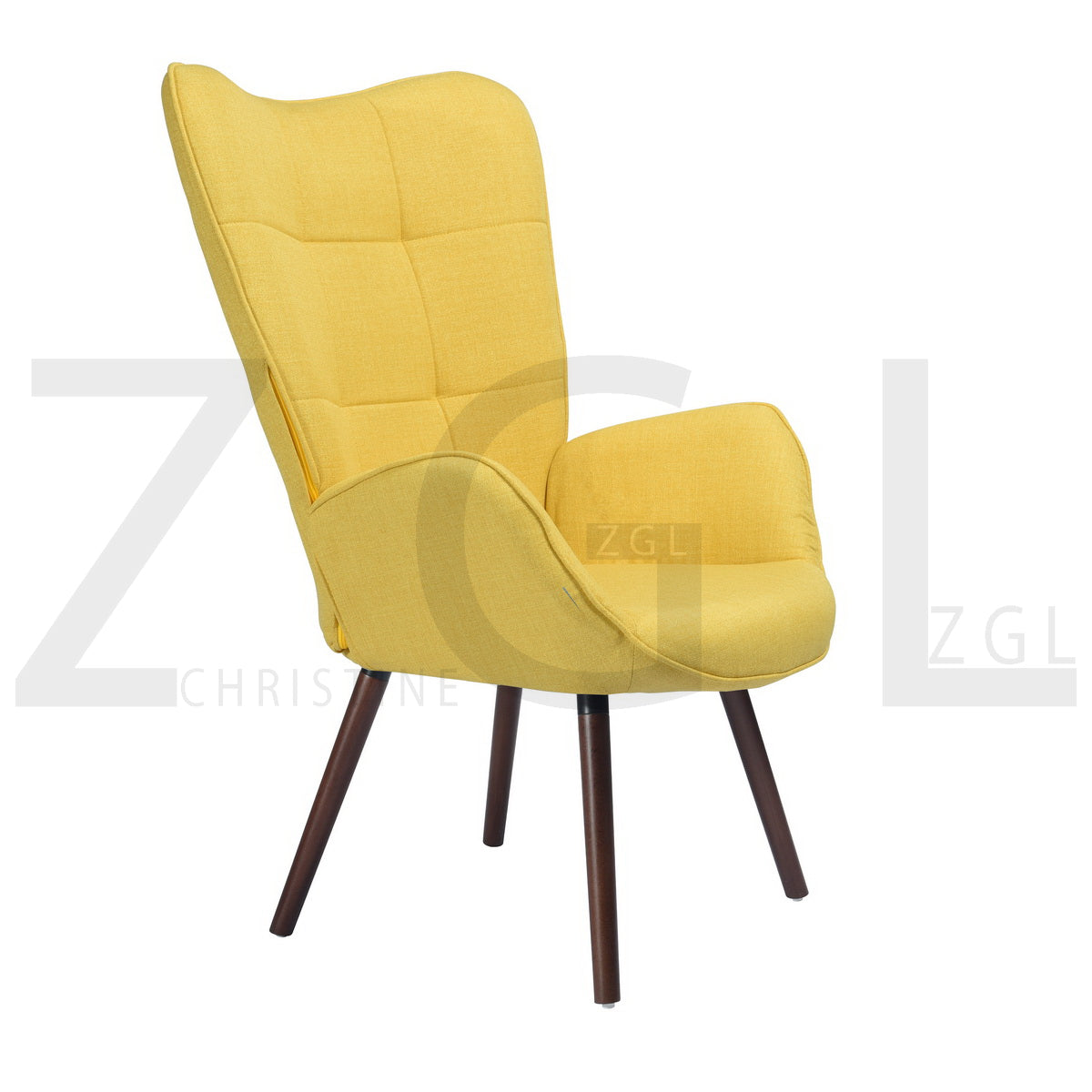 Fabric Accent Chair Modern Tufted Button Wingback Wooden Legs Bogdan