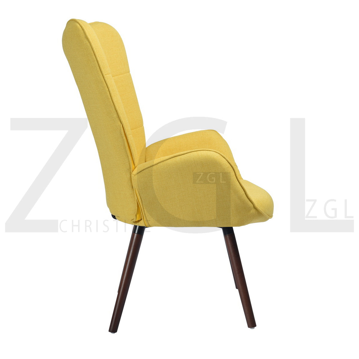 Fabric Accent Chair Modern Tufted Button Wingback Wooden Legs Bogdan