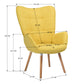 Fabric Accent Chair Modern Tufted Button Wingback Wooden Legs Bogdan