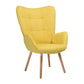 Fabric Accent Chair Modern Tufted Button Wingback Wooden Legs Bogdan