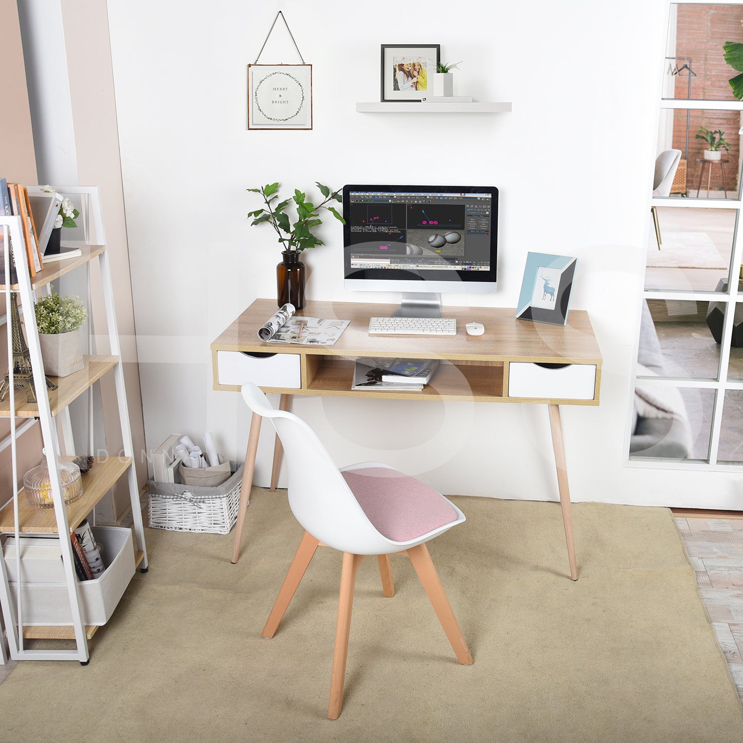 Computer Desk Writing Office Table with 2 Drawers Bosut