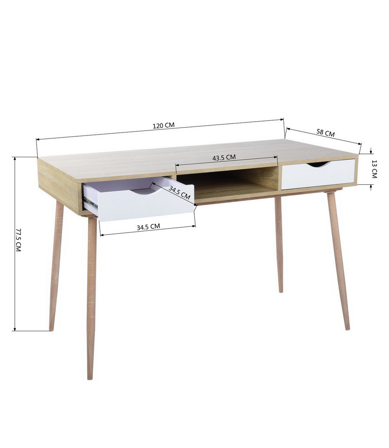 Computer Desk Writing Office Table with 2 Drawers Bosut