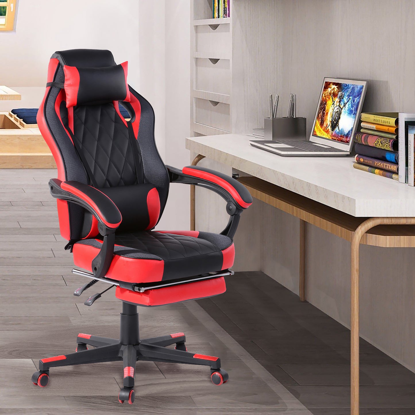 Gaming Chair Racing Office Chair Recliner Swivel Rocker with Headrest and Lumbar Pillow Burgendy