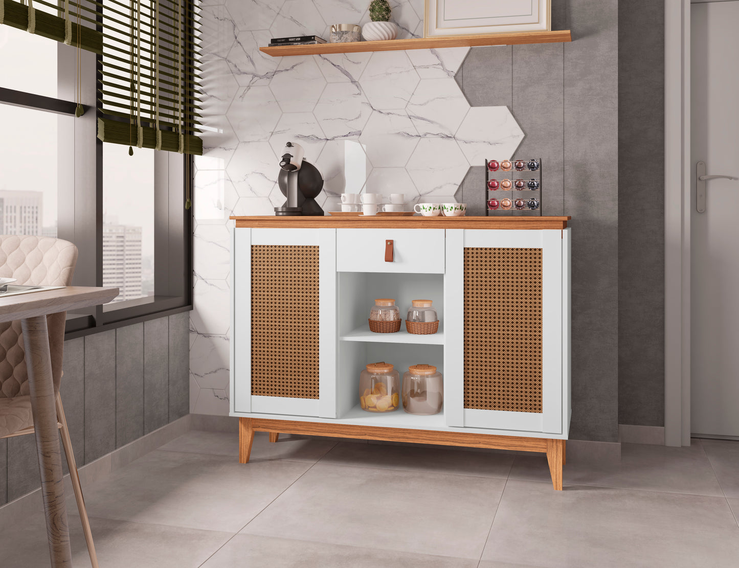 Sidetable Coffee Diamante  White/Noce