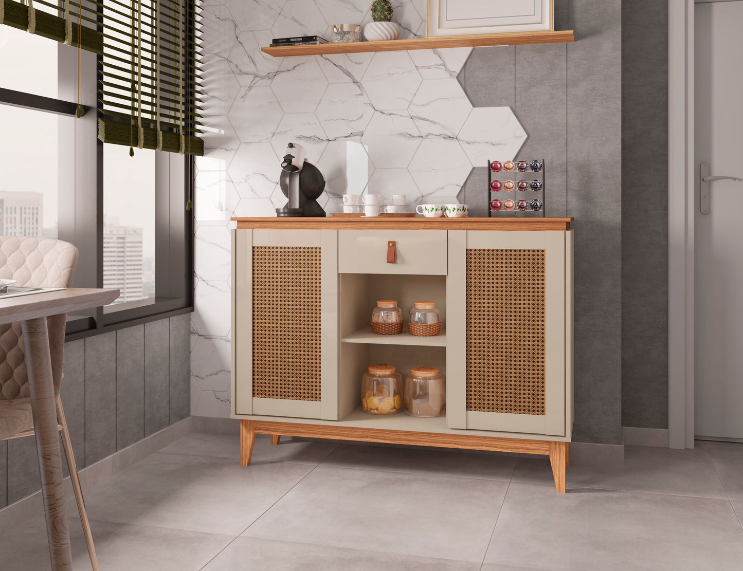 Sidetable Coffee Diamante  Off White/Noce