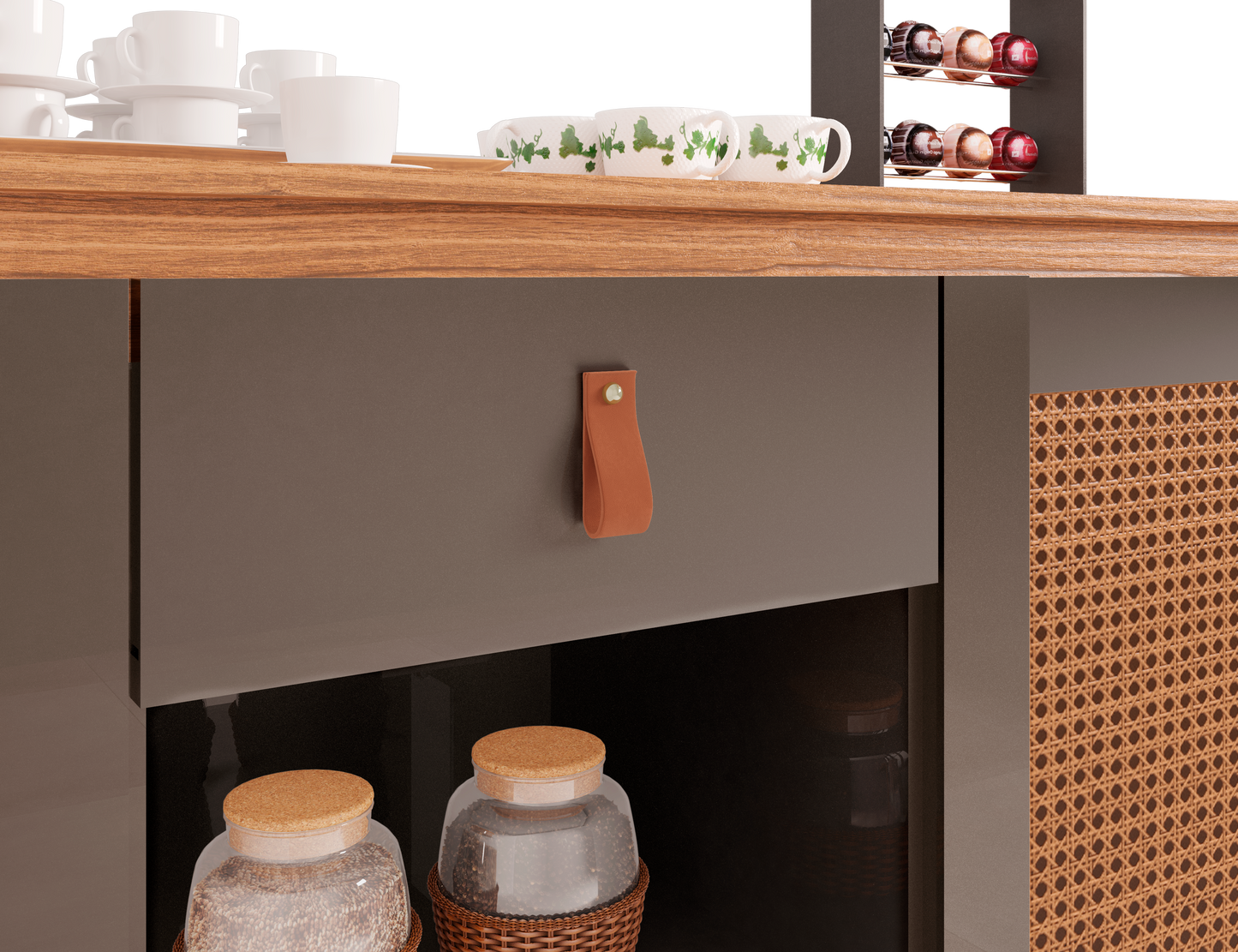 Sidetable Coffee Diamante  Pearl Grey/Noce
