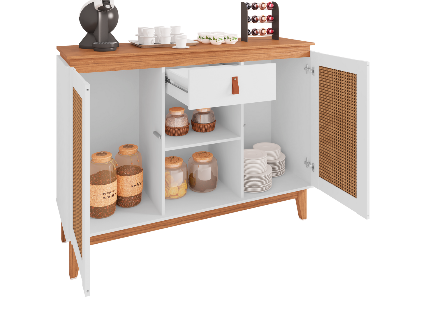 Sidetable Coffee Diamante  White/Noce