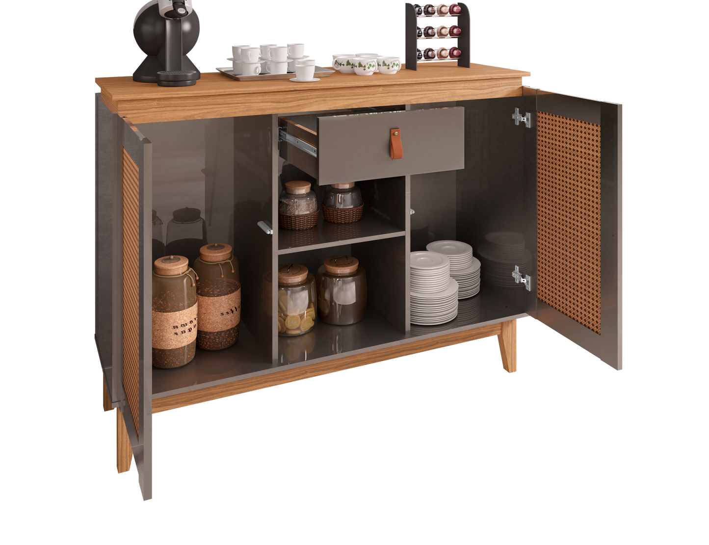 Sidetable Coffee Diamante  Pearl Grey/Noce