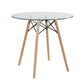 Modern Round Glass Dining Table with Wooden Legs Chad