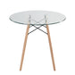 Modern Round Glass Dining Table with Wooden Legs Chad